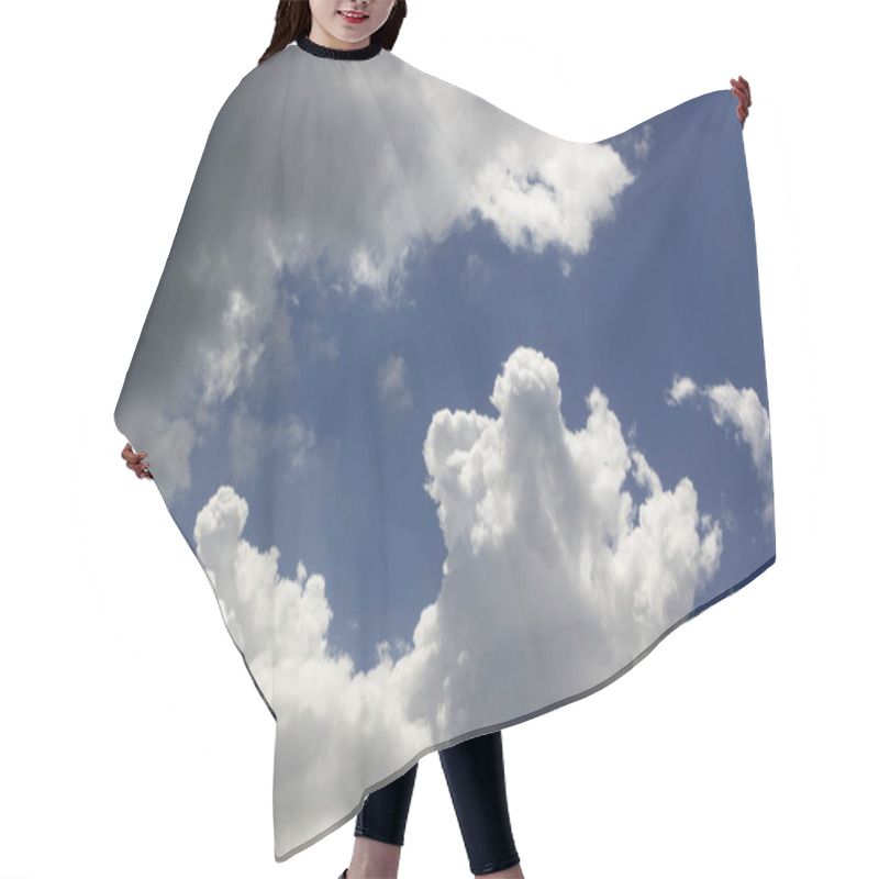 Personality  White Cumulus Clouds In Blue Sky. Nimbus Hair Cutting Cape