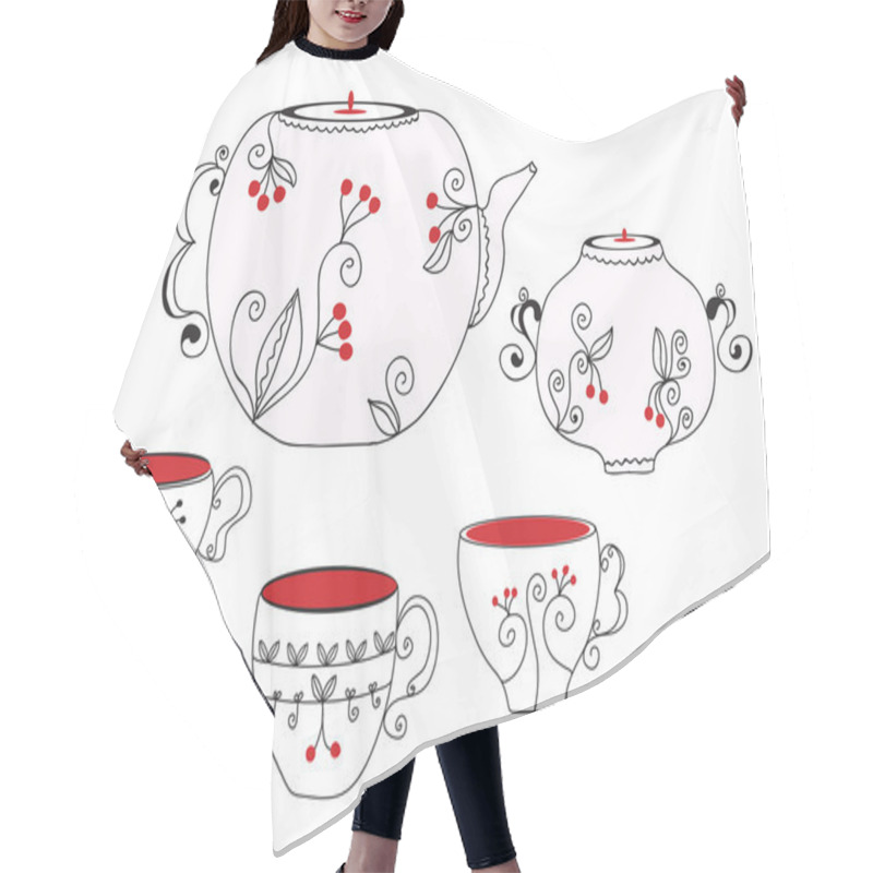 Personality  Tea Set Hair Cutting Cape