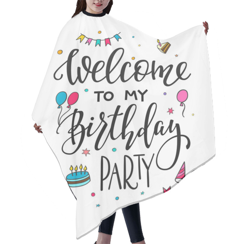 Personality  Happy Birthday Party Lettering Typography Hair Cutting Cape