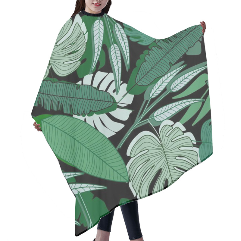 Personality  Jungle Palm Leaf Seamless Pattern. Ttropical Palm Leaves Wallpaper. Hair Cutting Cape