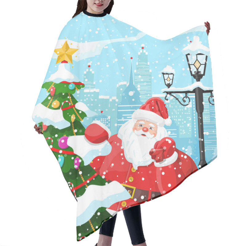 Personality  Winter Christmas Background. Hair Cutting Cape