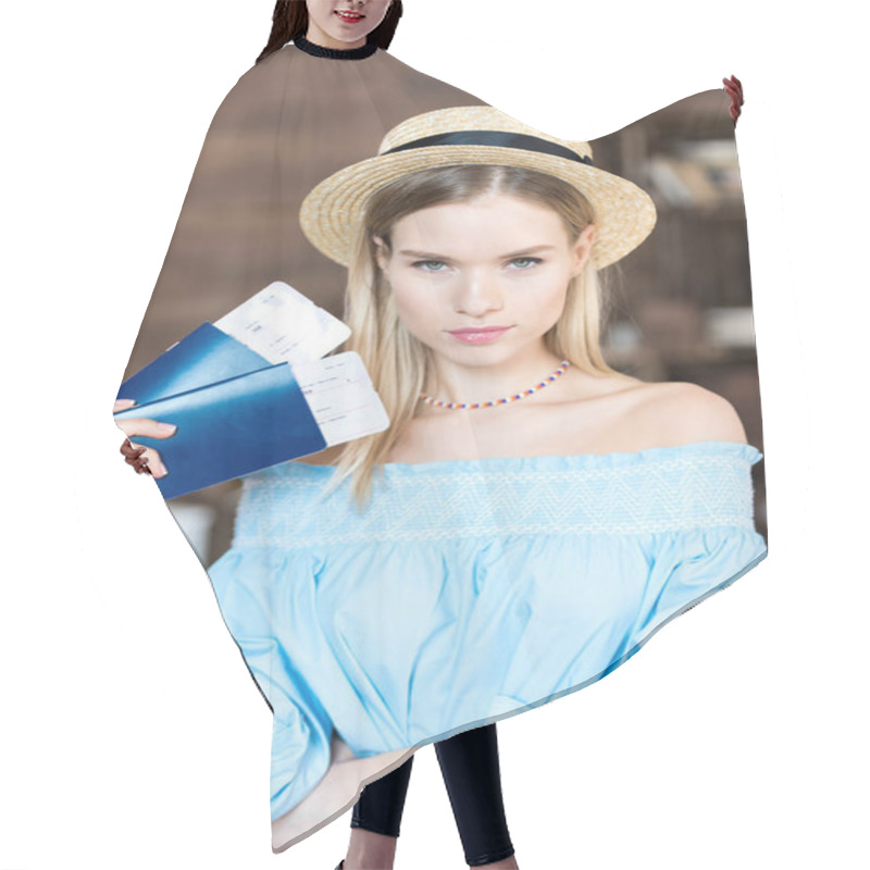 Personality  Woman With Passports And Tickets  Hair Cutting Cape