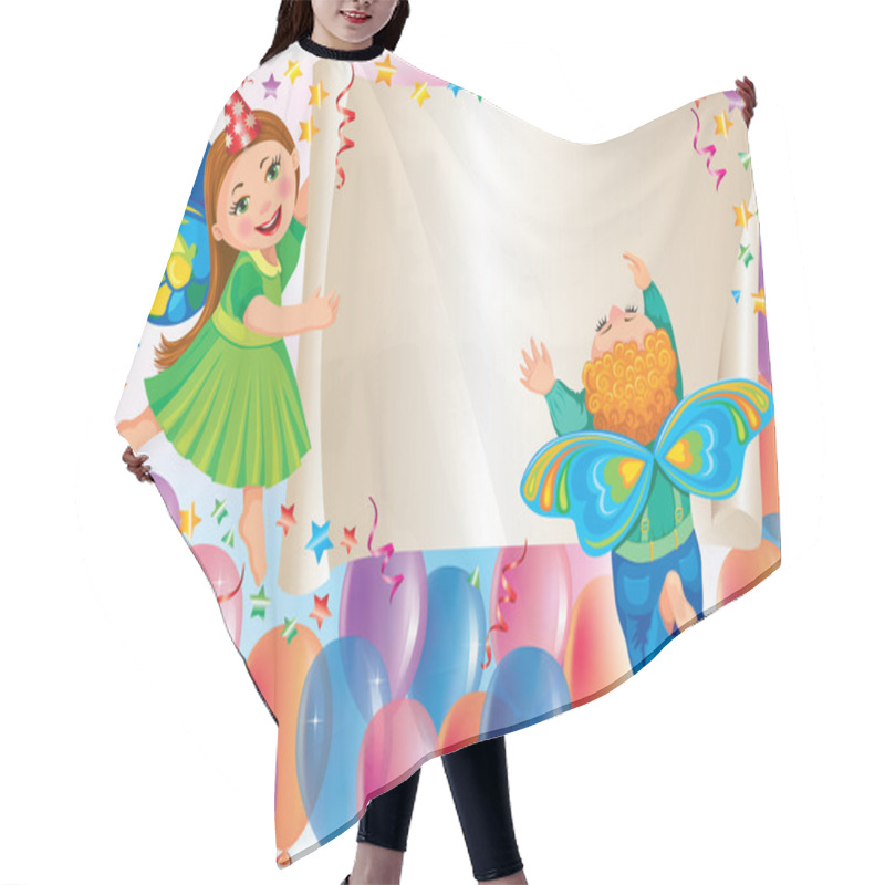 Personality  Holiday Background With Kids Butterflies Hair Cutting Cape