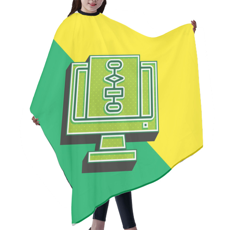 Personality  Algorithm Green And Yellow Modern 3d Vector Icon Logo Hair Cutting Cape