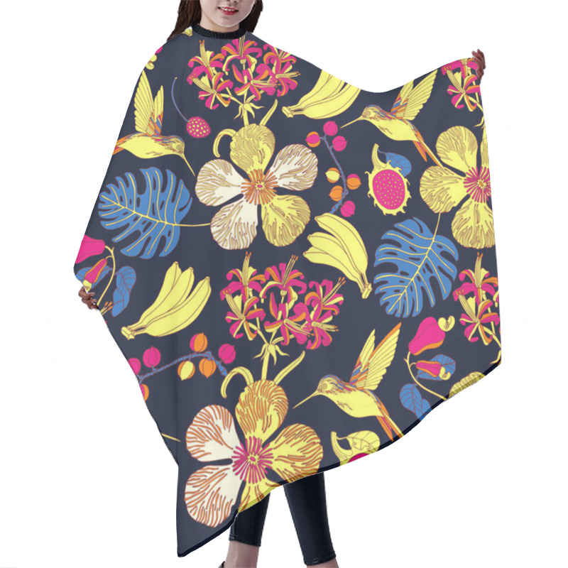 Personality  Bright Tropical Background With Exotic Plants.  Hair Cutting Cape