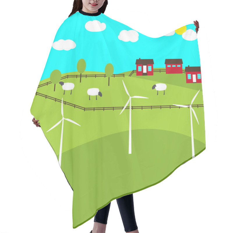 Personality  Farm And Windmills Hair Cutting Cape