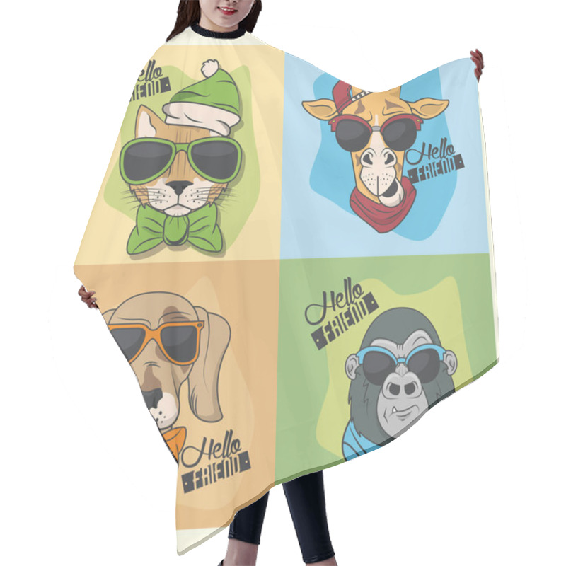 Personality  Funny Animals With Sunglasses Cool Style Hair Cutting Cape