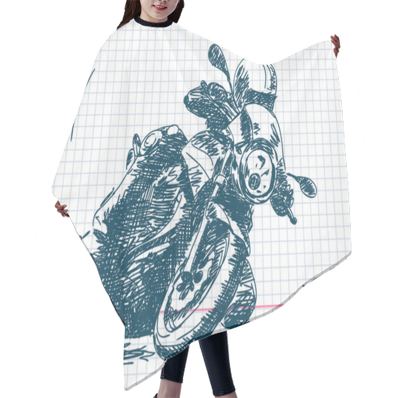 Personality  Hand Drawn Motorbike Vector Hair Cutting Cape