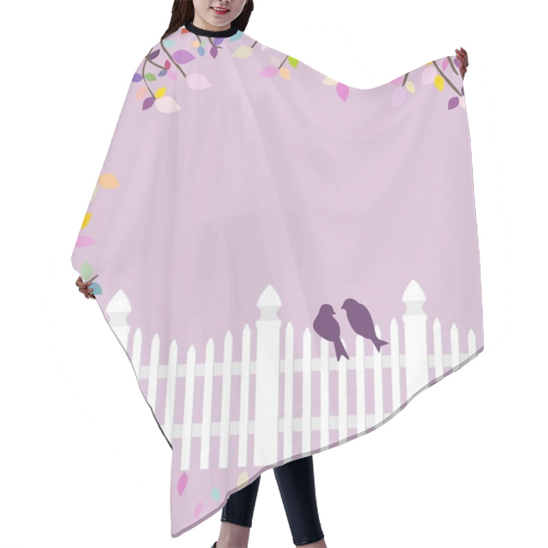 Personality  White Fence With Birds And Branches Hair Cutting Cape