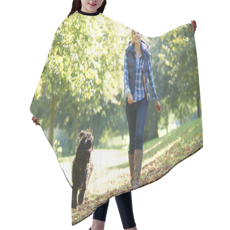 Personality  Woman Walking Dog Hair Cutting Cape