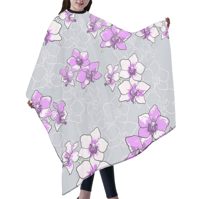 Personality  Floral Orchid Pattern Hair Cutting Cape