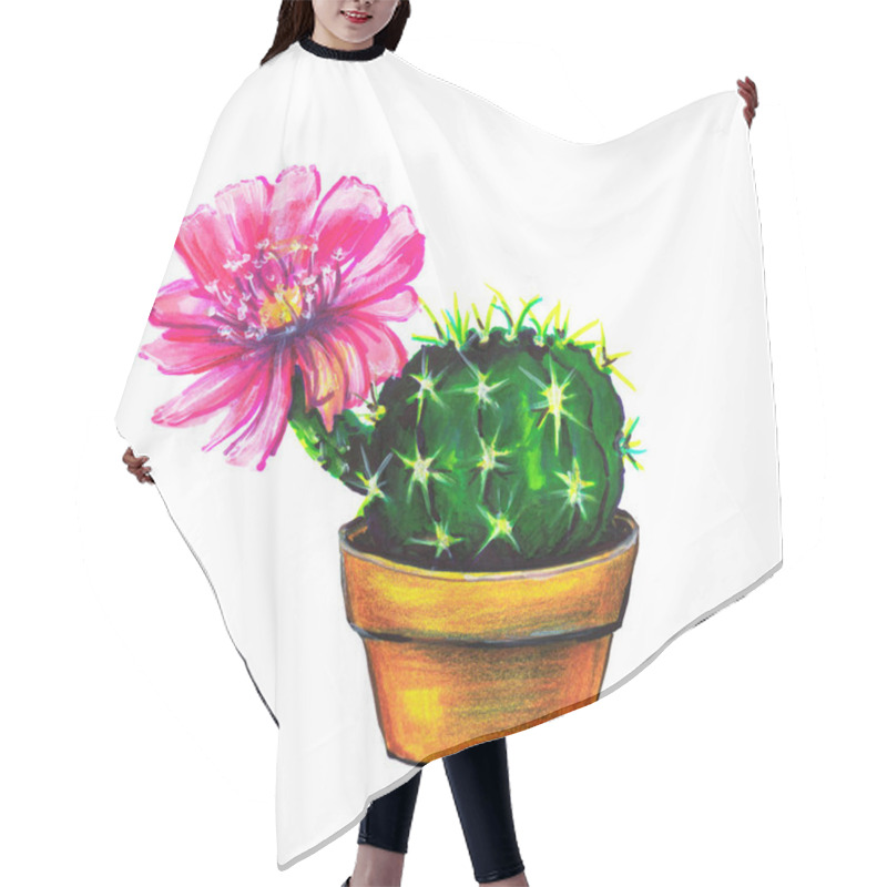 Personality  Cactus Succulent Plant Isolated On A White Hair Cutting Cape