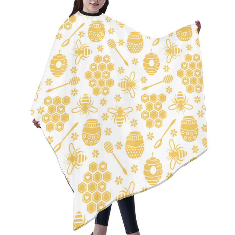 Personality  Seamless Pattern With Bees And Honey Hair Cutting Cape