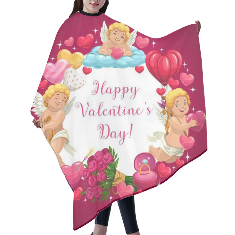 Personality  Valentine Day Hearts, Love Message And Flowers Hair Cutting Cape