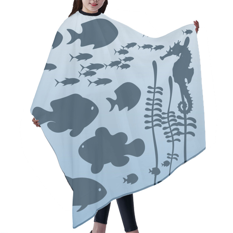 Personality  Vector Illustration On A Sea Theme Hair Cutting Cape