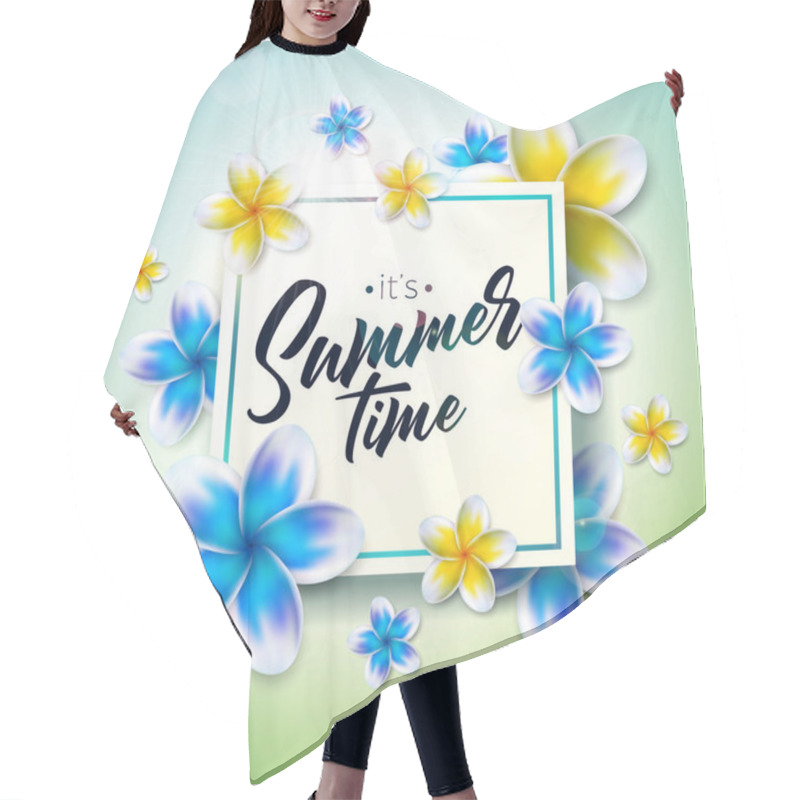 Personality  Its Summer Time Illustration With Flower On Nature Green Background. Tropical Holiday Typographic Design Template For Banner, Flyer, Invitation, Brochure, Poster Or Greeting Card. Hair Cutting Cape