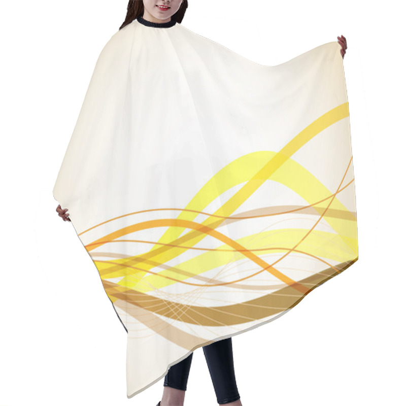 Personality  Horizontal Yellow Wavy Stripes Background. Hair Cutting Cape