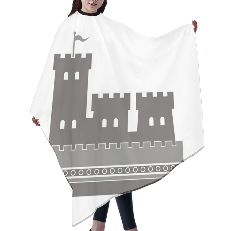 Personality  Vector Illustration Of A Historical Building. Hair Cutting Cape