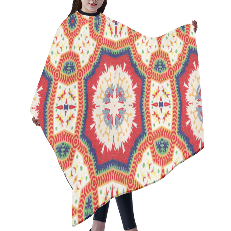 Personality  Abstract Ethnic Authentic Symmetric Pattern Ornamental Decorative Kaleidoscope Movement Geometric Circle And Star Shape Hair Cutting Cape