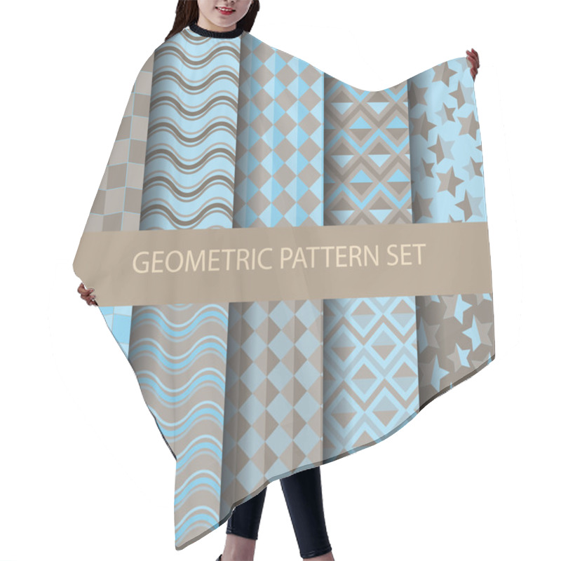 Personality  10 Blue And Brown Geometric Patterns Hair Cutting Cape