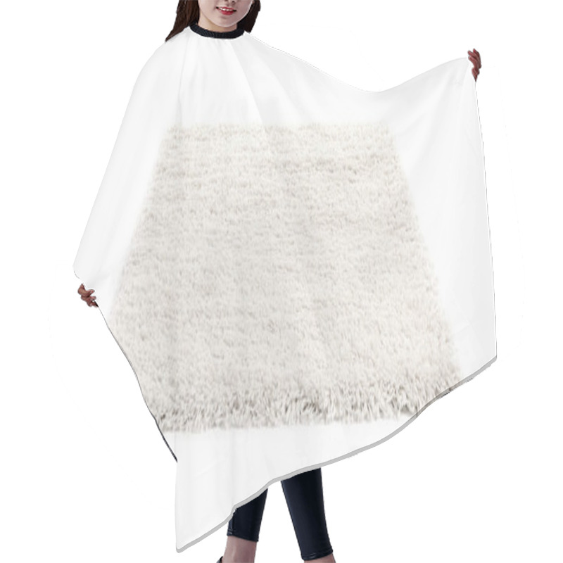 Personality  Fuzzy Carpet On White Background. Interior Element Hair Cutting Cape