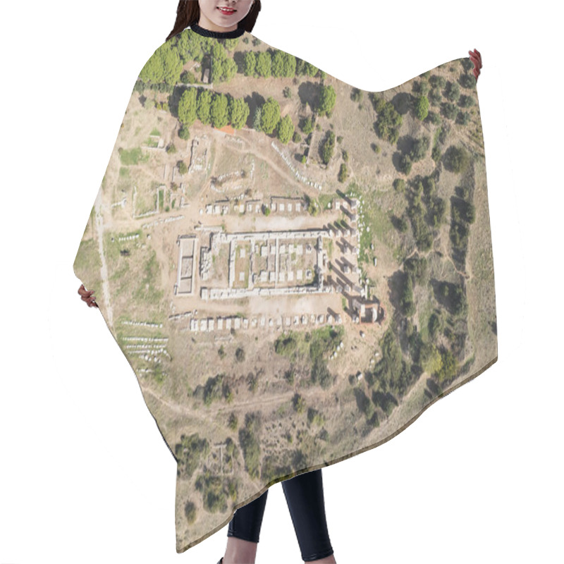 Personality  Aerial View With Drone; Sardes (Sardis) Ancient City Which Has Gymnasium And Synagogue Ruins And Columns In Manisa, Turkey. Hair Cutting Cape