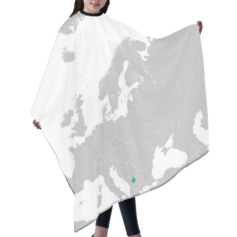 Personality  Blue CMYK National Map Of MONTENEGRO Inside Simplified Gray Blank Political Map Of European Continent On Transparent Background Using Mercator Projection Hair Cutting Cape