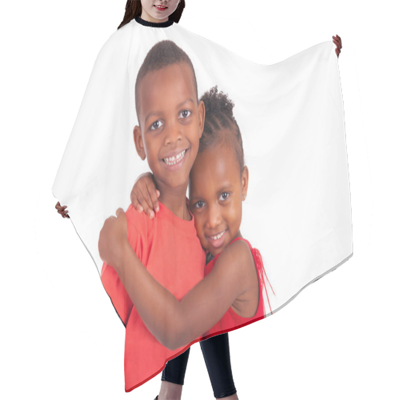 Personality  African American Brother And Sister Together Hair Cutting Cape