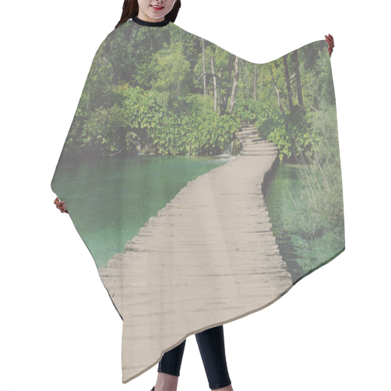 Personality  Wooden Bridge Over A Pond Hair Cutting Cape