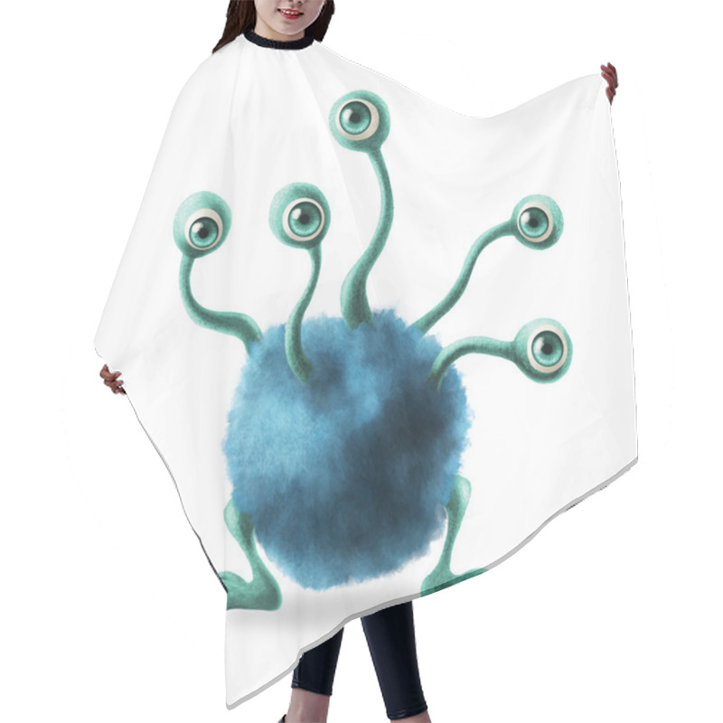 Personality  Illustration Of Monster With Five Eyes Hair Cutting Cape