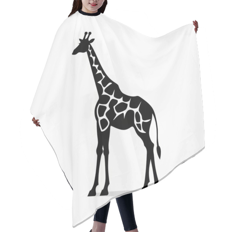 Personality  Silhouette Of A Graceful Giraffe Against A Minimalistic Background. Hair Cutting Cape