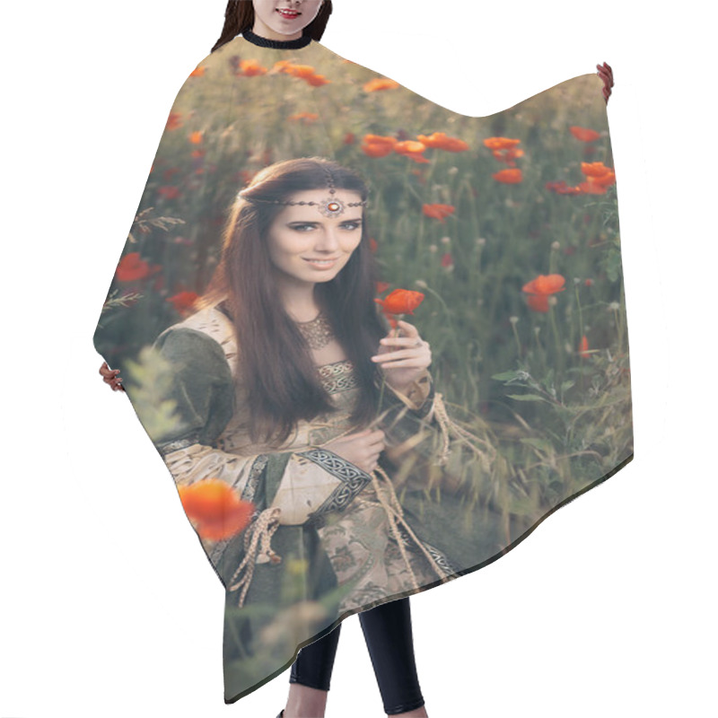 Personality  Medieval Princess In A Field Of Poppies Hair Cutting Cape