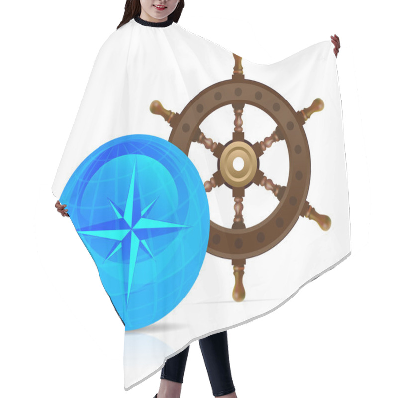 Personality  Steering Wheel With Globe And Compass Hair Cutting Cape