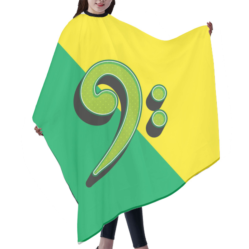 Personality  Bass Clef Green And Yellow Modern 3d Vector Icon Logo Hair Cutting Cape