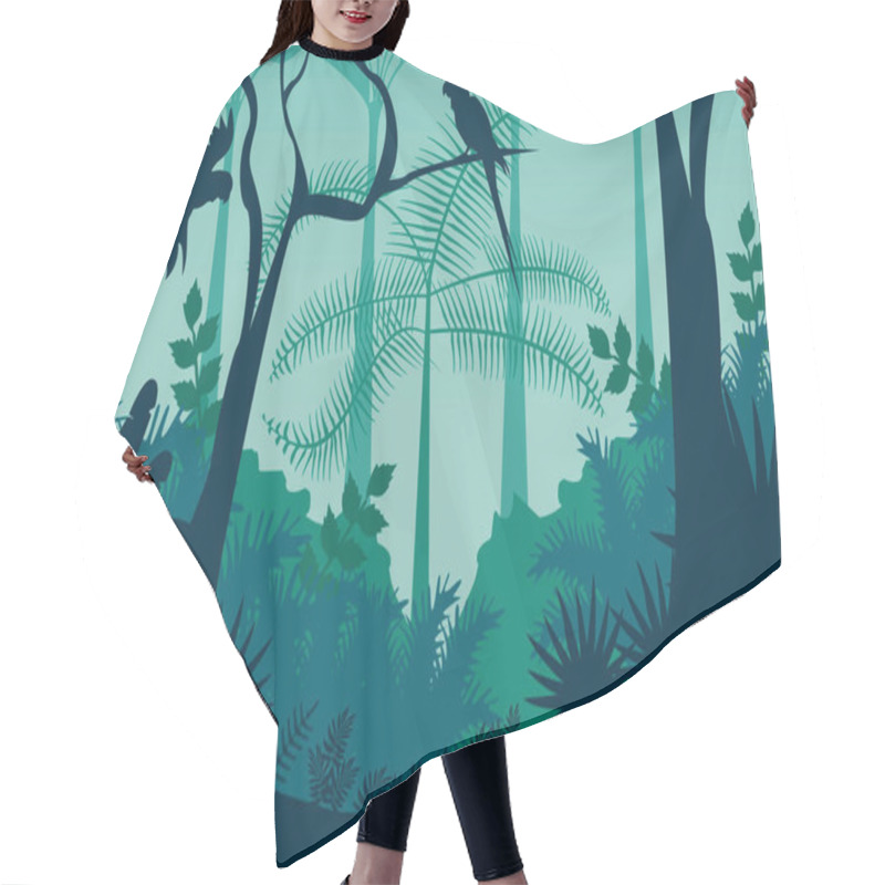 Personality  Jungle Wild Nature Blue Landscape With Parrots Flying Scene Hair Cutting Cape