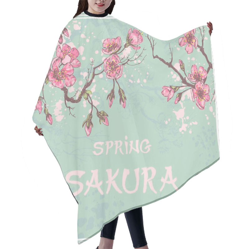 Personality  Spring Sakura Card Hair Cutting Cape