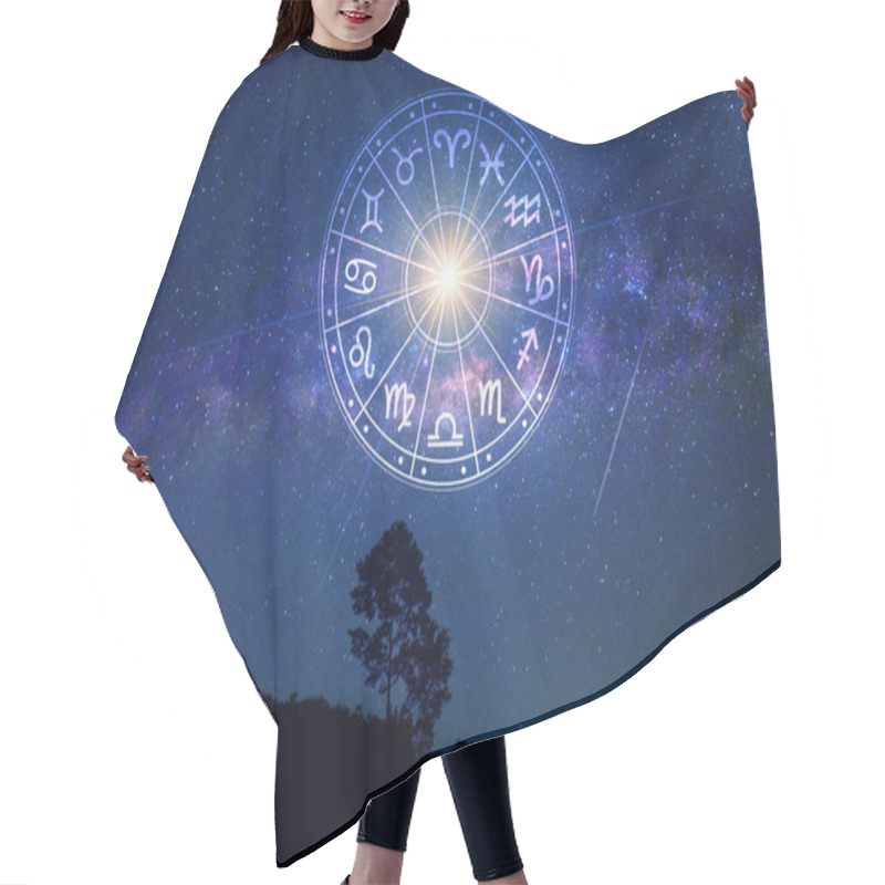 Personality  Zodiac Signs Inside Of Horoscope Circle. Astrology In The Sky With Many Stars And Moons  Astrology And Horoscopes Concept Hair Cutting Cape