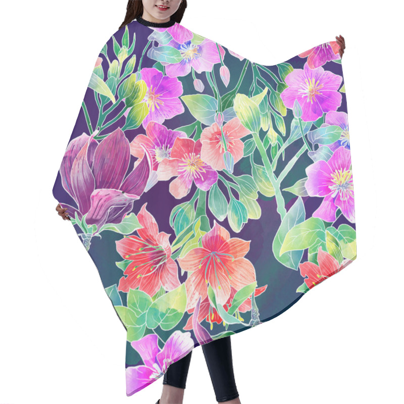 Personality  Pattern Of Exotic Flowers Hair Cutting Cape