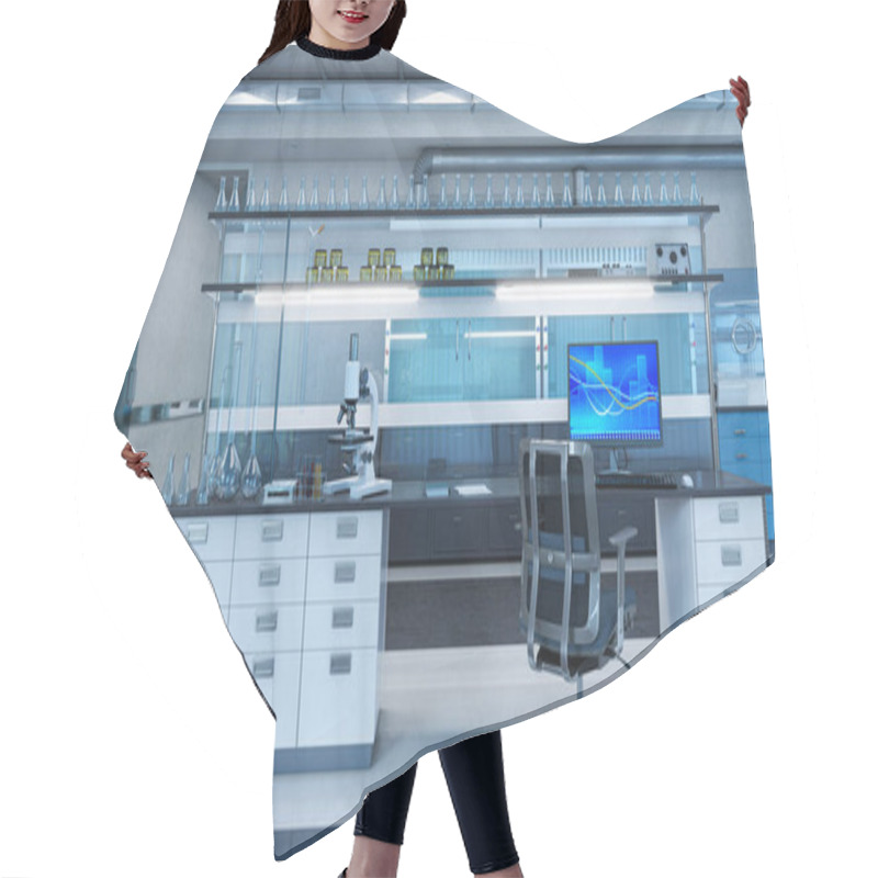 Personality  Light Laboratory Interior With Equipment. 3d Illustration Hair Cutting Cape