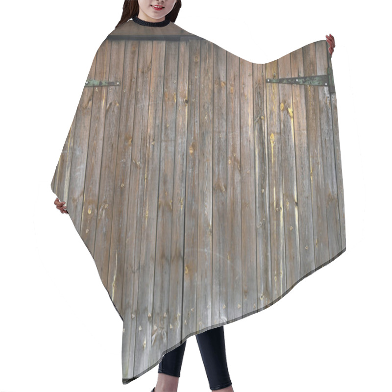 Personality  Gray Wooden Double Door, Old Garage Door, Taupe Boards Hair Cutting Cape