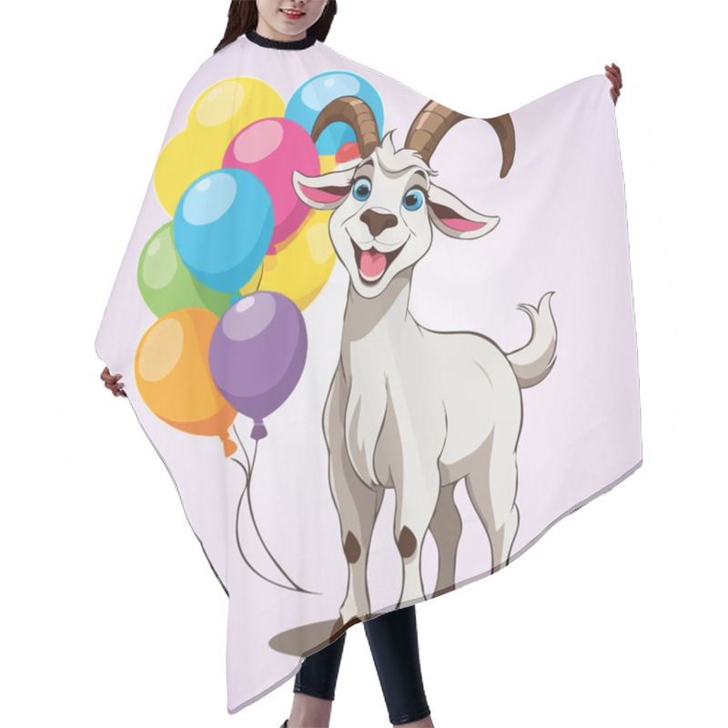 Personality  Illustration Of A Happy Goat With A Big Smile On A White Background Hair Cutting Cape