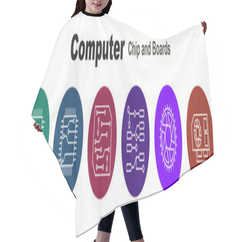 Personality  Computer Chips And Boards Single Stroke Icon Sets Hair Cutting Cape