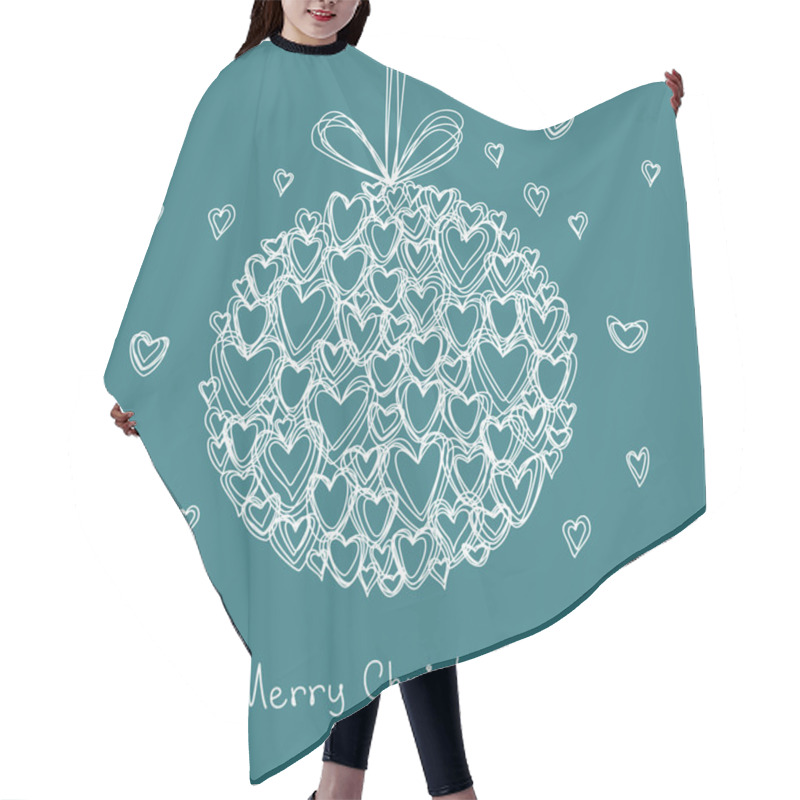 Personality  Christmas Ball Made From Small Hearts Of Doodles Hair Cutting Cape