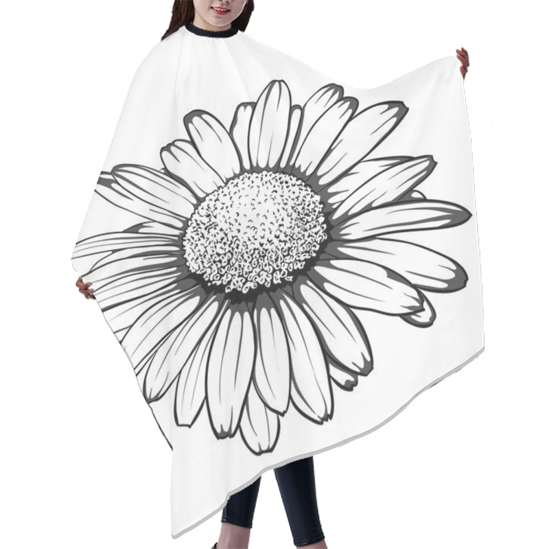 Personality  Beautiful Monochrome, Black And White Daisy Flower Isolated. Hair Cutting Cape