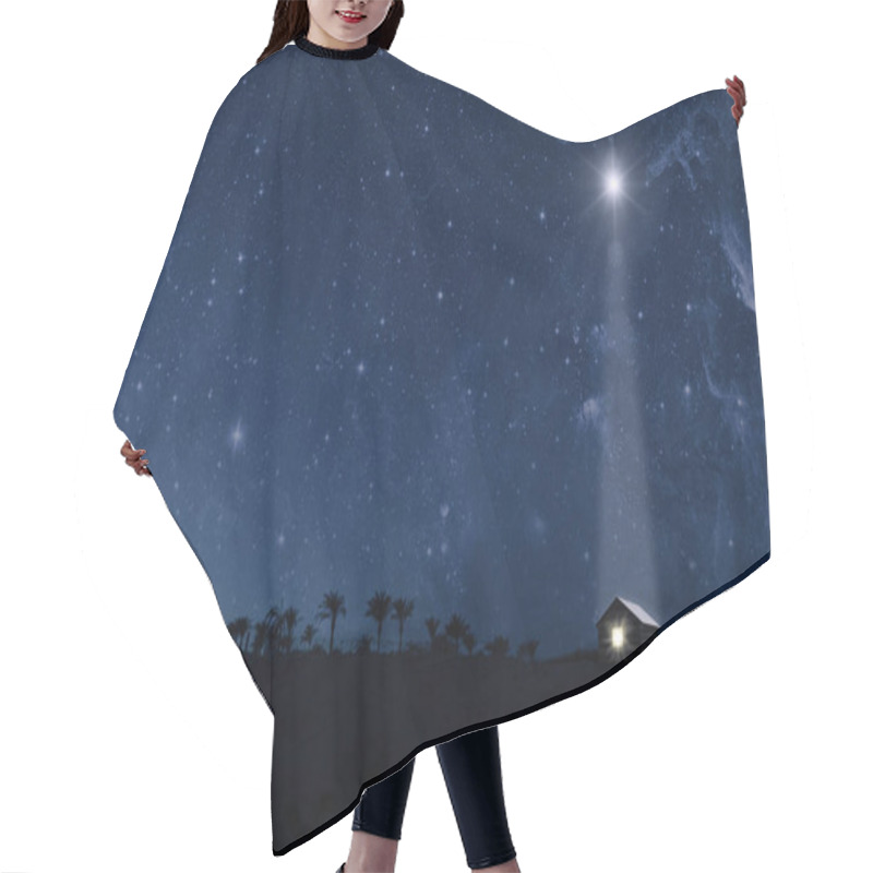 Personality  The Star Shines Over The Manger Of Christmas Of Jesus Christ. Panorama Hair Cutting Cape