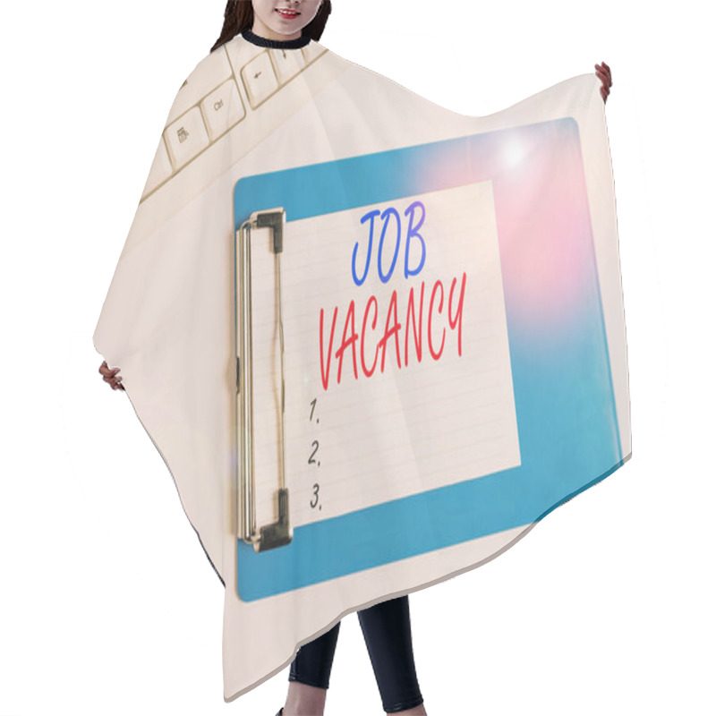 Personality  Word Writing Text Job Vacancy. Business Concept For Job That No One Is Doing And Available For Someone To Do Flat Lay Above Table With Pc Keyboard And Copy Space Note Paper. Hair Cutting Cape