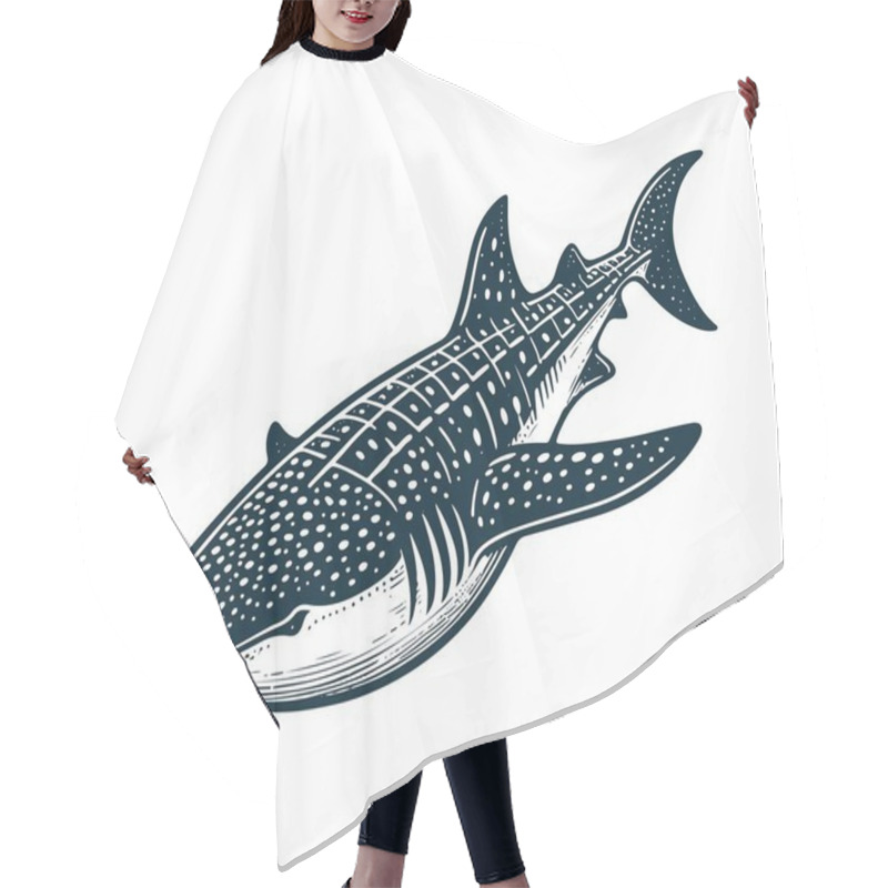 Personality  Whale Shark Hand Drawn Vector Illustration Hair Cutting Cape