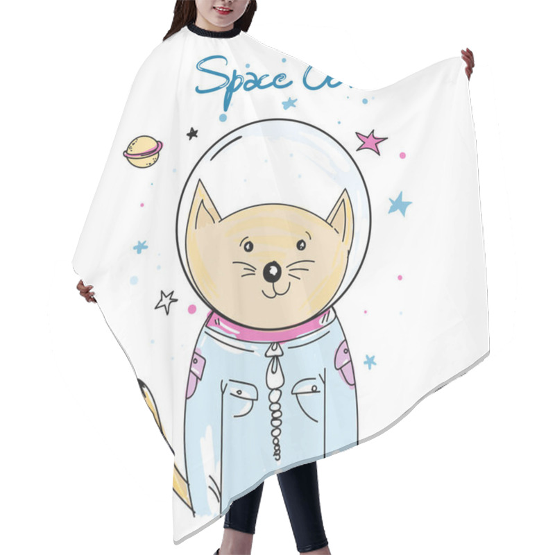 Personality  Cat Astronaut. Space Cat In Universe Funny Kids Print, T-shirt Hair Cutting Cape