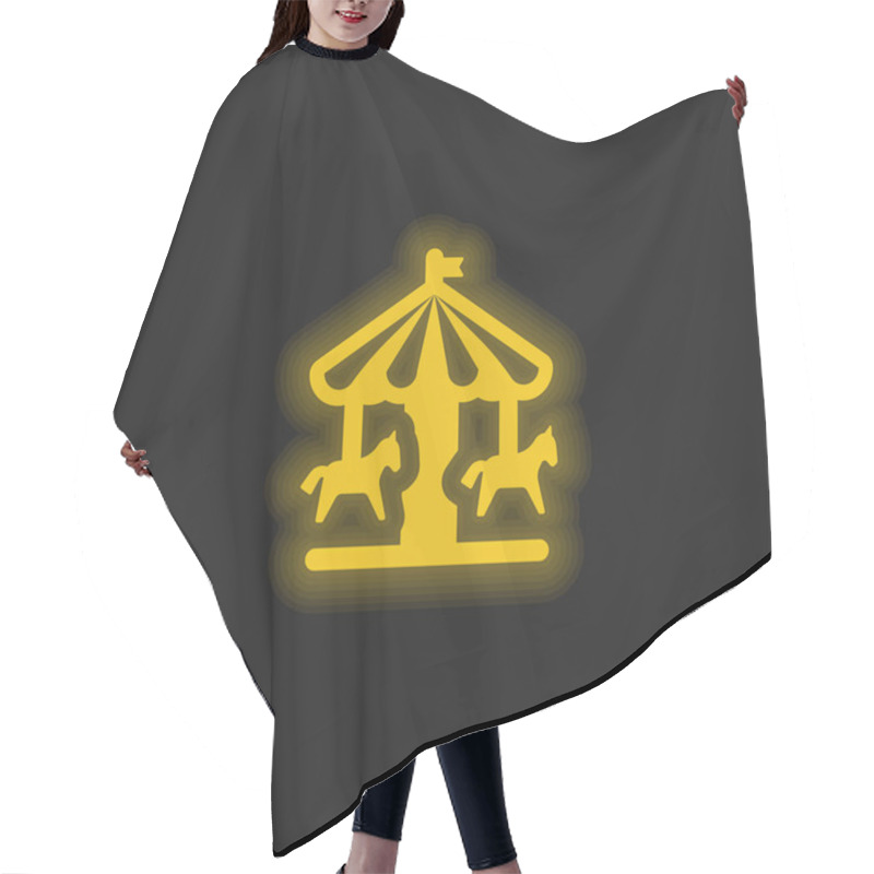 Personality  Amusement Park Yellow Glowing Neon Icon Hair Cutting Cape