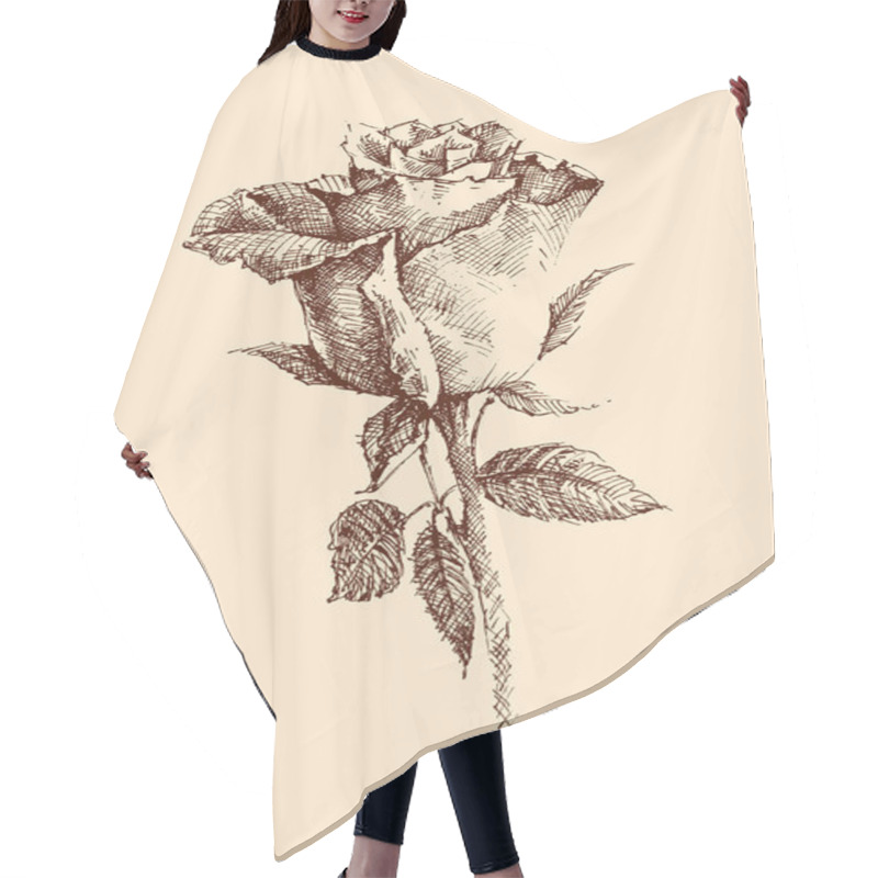 Personality  Hand Drawn Rose In Retro Style Hair Cutting Cape